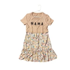 Maternity Letter & Floral Print Ruffle Hem Lounge Dress